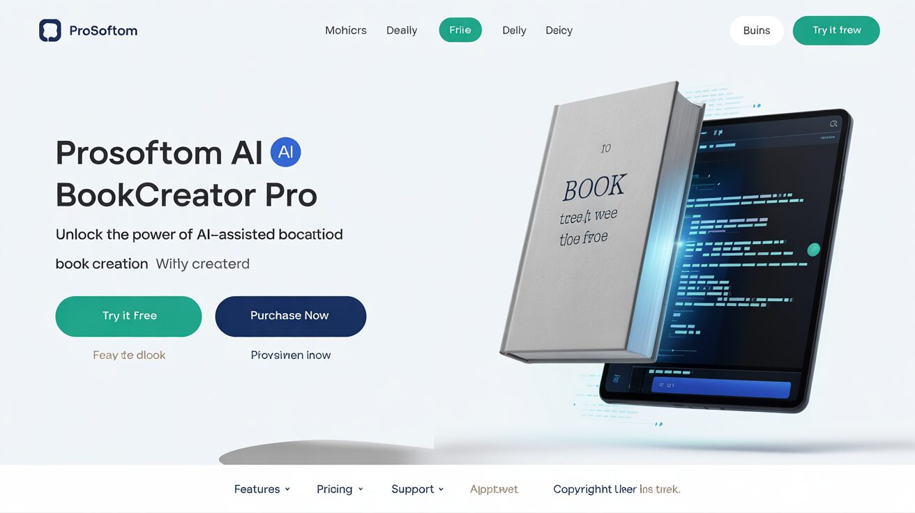 Plataforma ProSoftom AI BookCreator LaunchReady en un portátil
