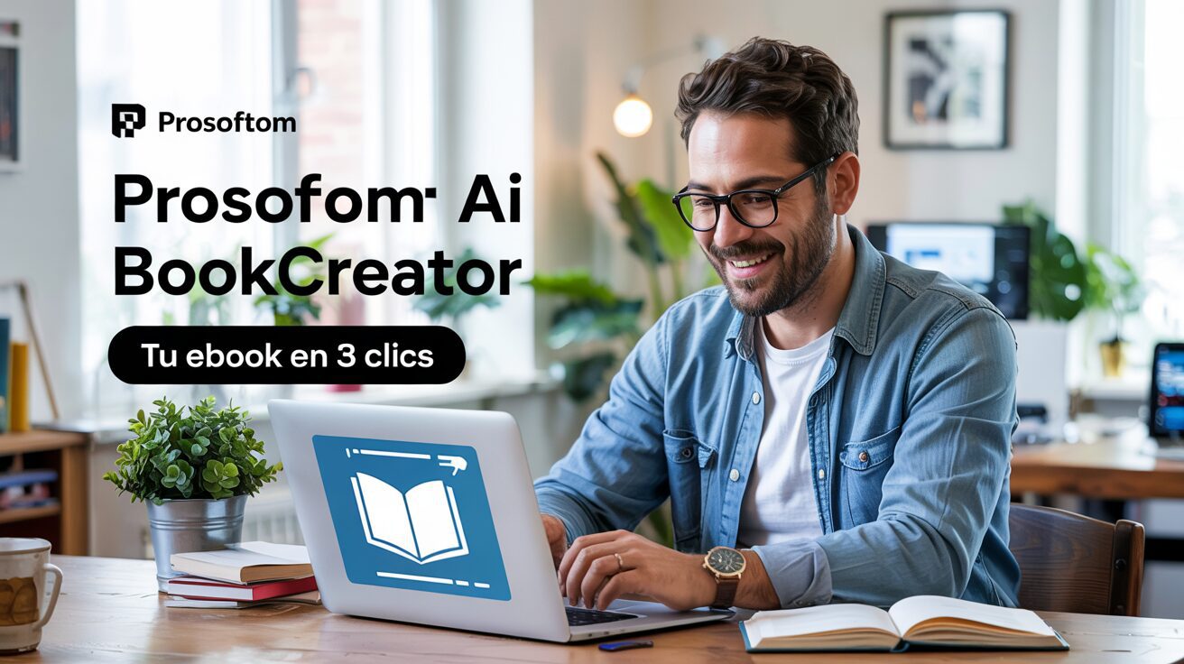 Emprendedor feliz con su nuevo negocio de ebooks