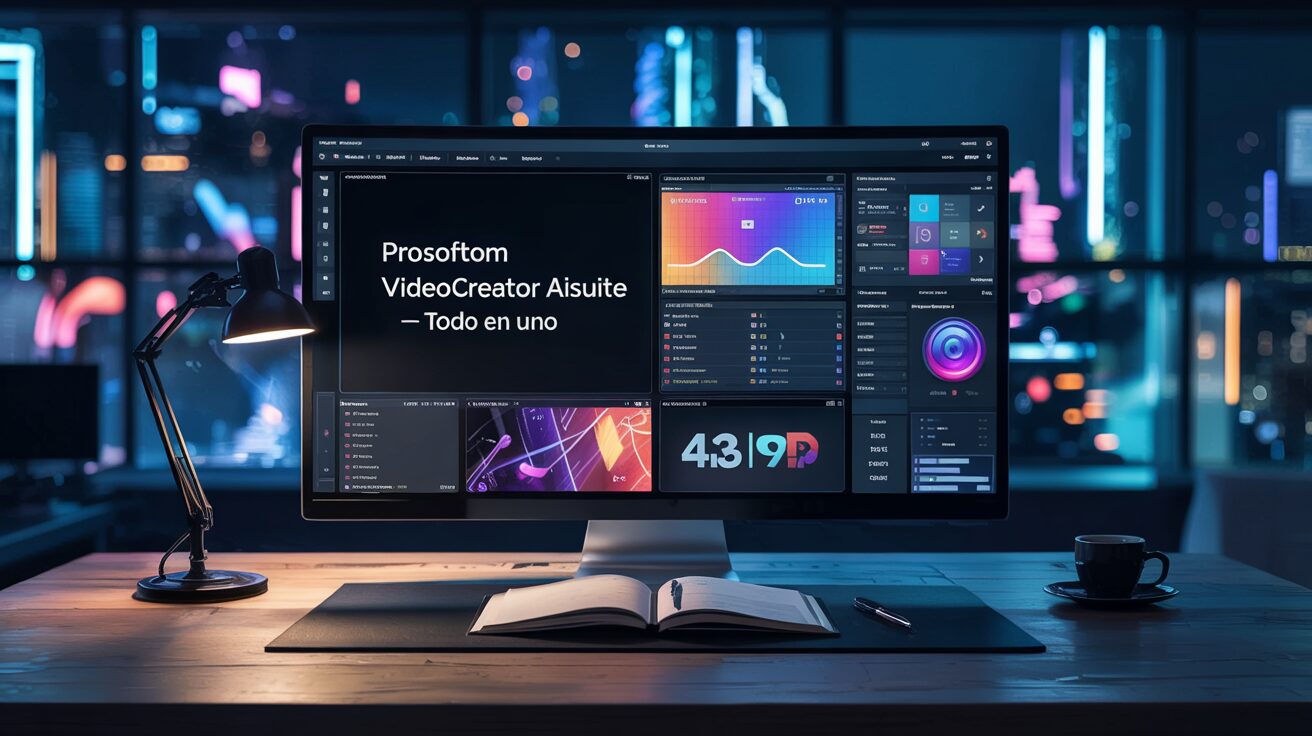 Interfaz de ProSoftom VideoCreator AISuite mostrando la creación de videos con IA