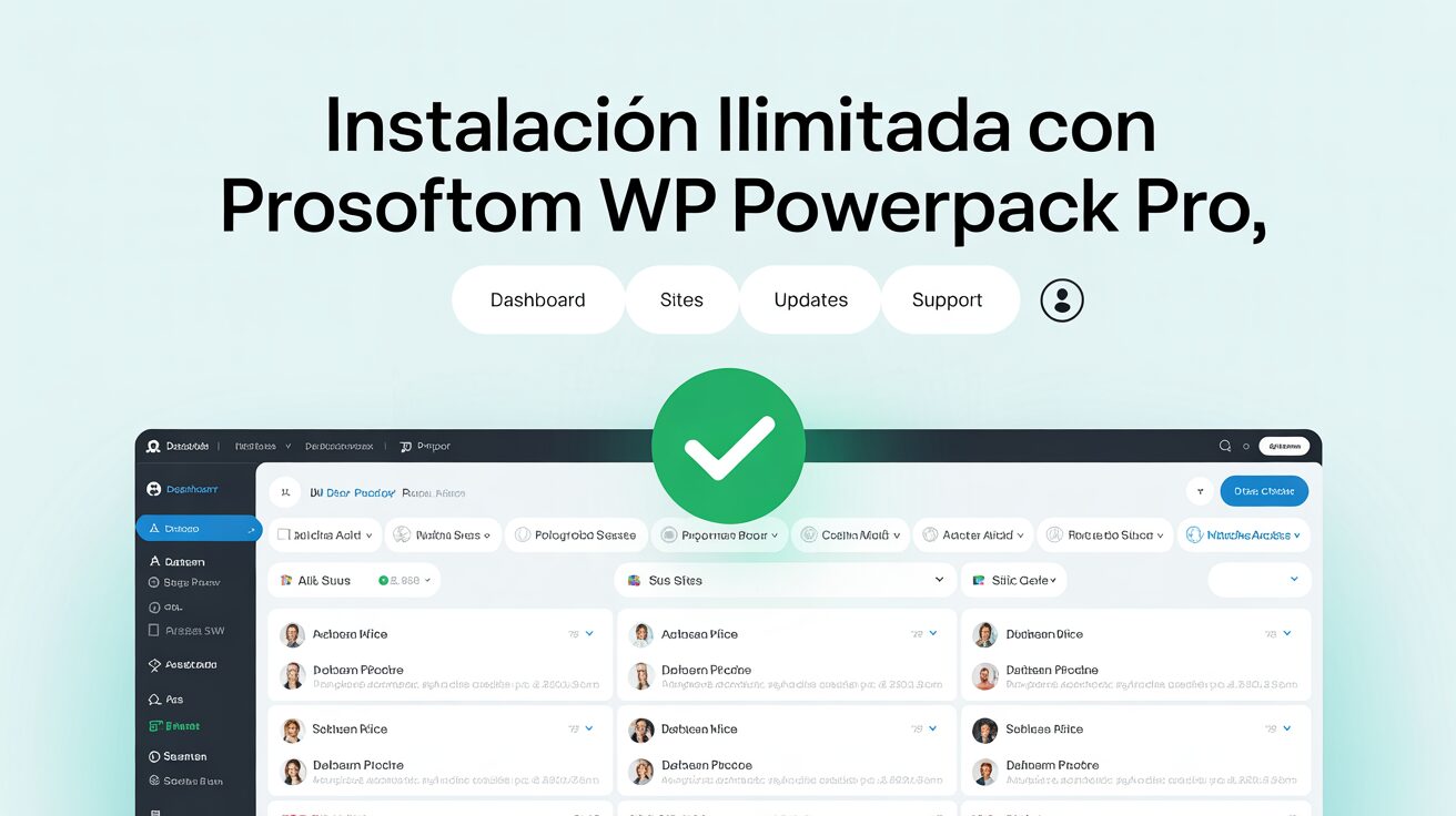 Dashboard de WordPress con plugins y temas de ProSoftom WP PowerPack Pro